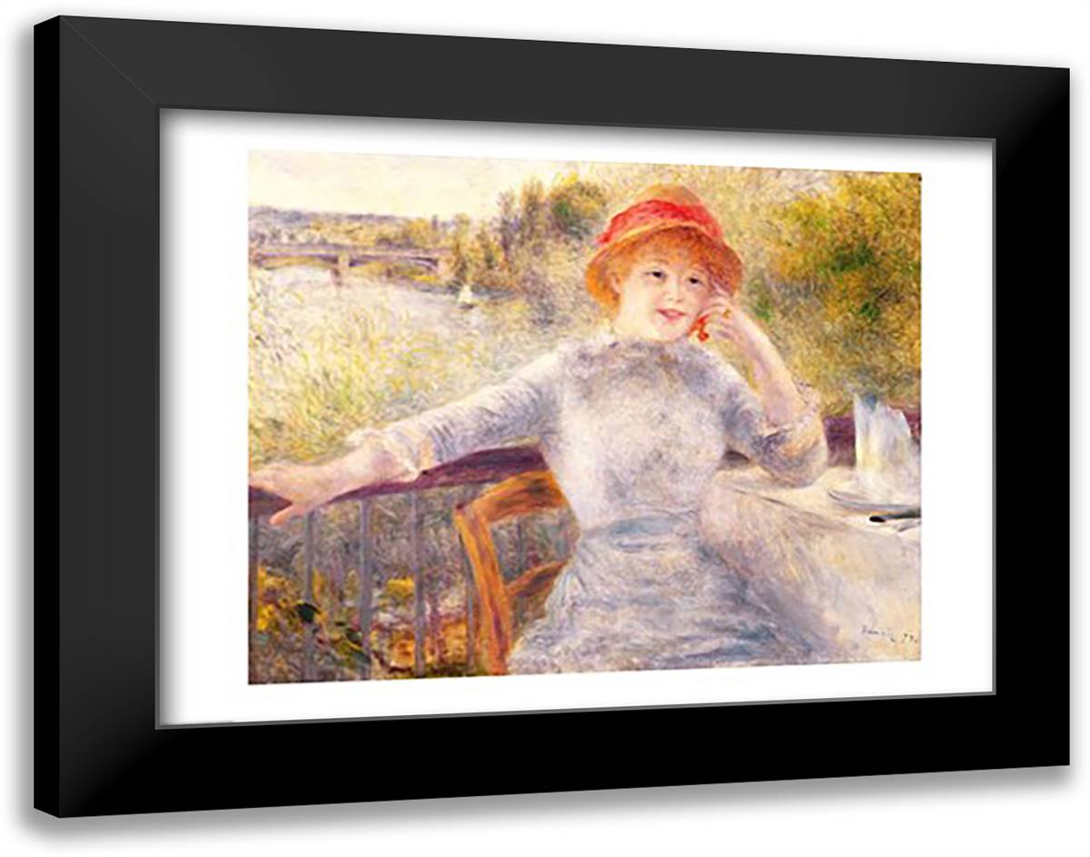 Alphonsine Fournaise 28x22 Black Modern Wood Framed Art Print Poster by Renoir, Pierre-Auguste