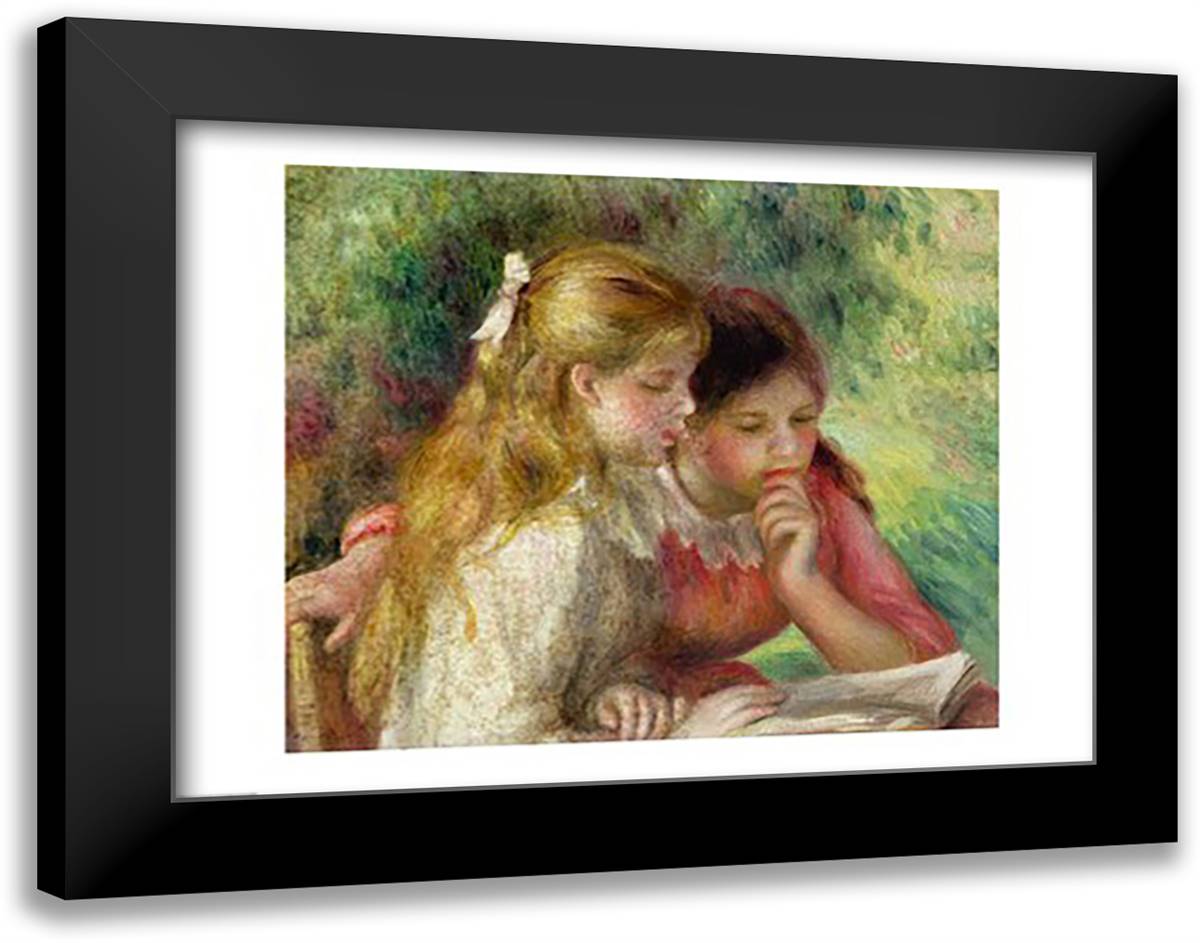The Reading 28x22 Black Modern Wood Framed Art Print Poster by Renoir, Pierre-Auguste