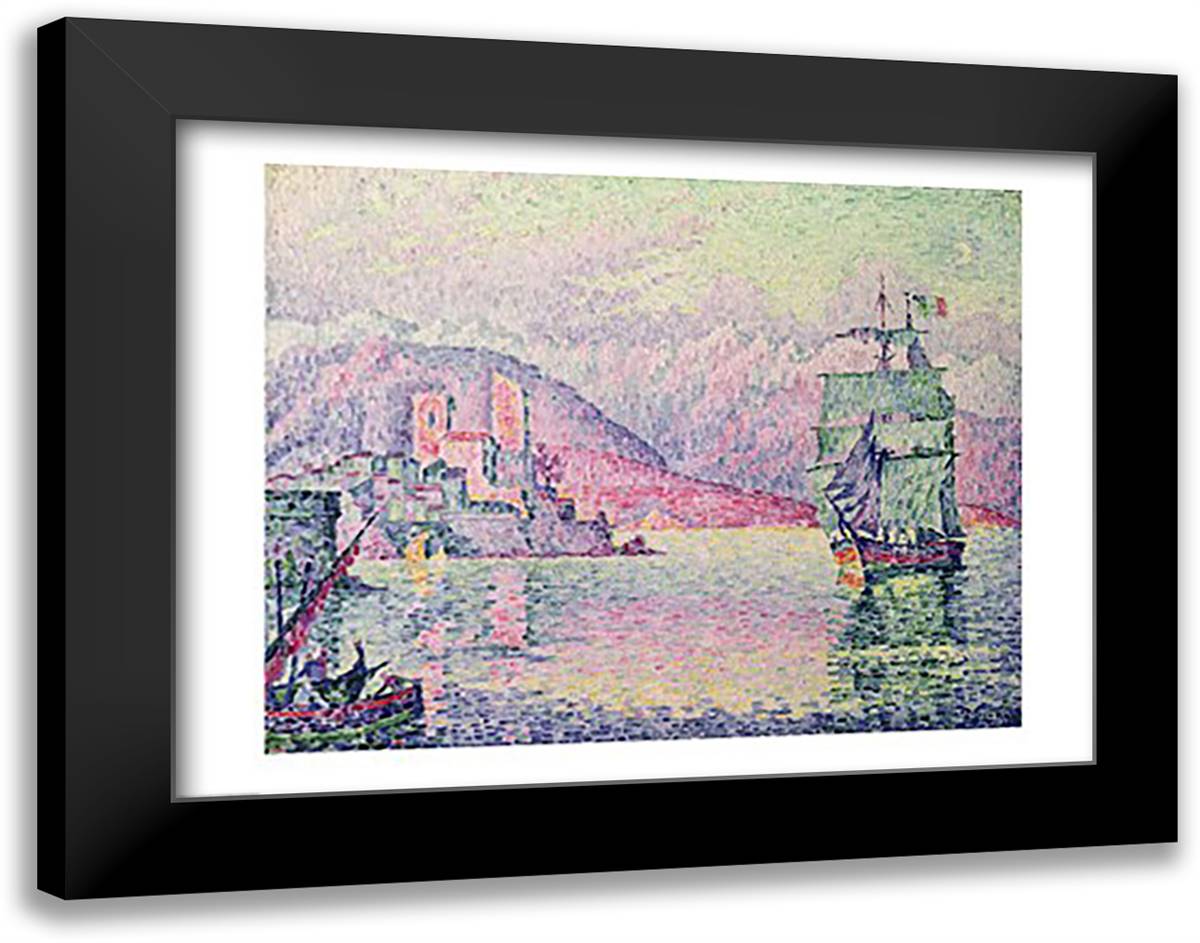 Antibes, Evening, 1914 28x22 Black Modern Wood Framed Art Print Poster by Signac, Paul