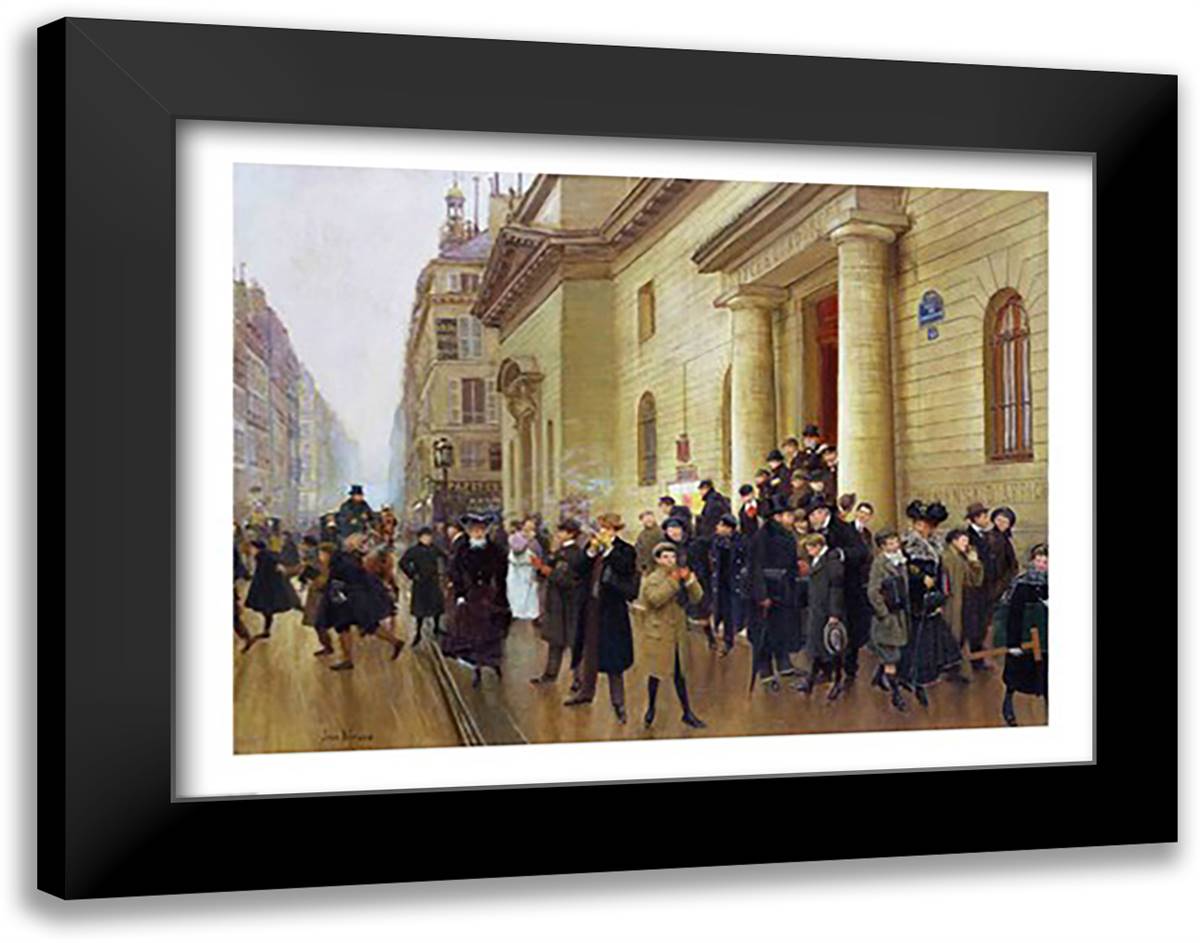 Leaving the Lycee Condorcet, 1903 28x22 Black Modern Wood Framed Art Print Poster by Beraud, Jean