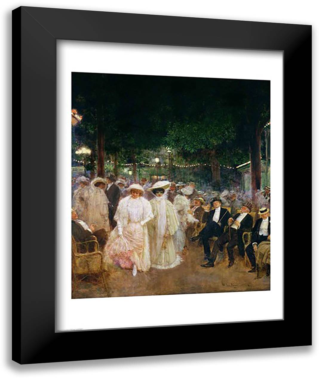 The Gardens of Paris 22x28 Black Modern Wood Framed Art Print Poster by Beraud, Jean