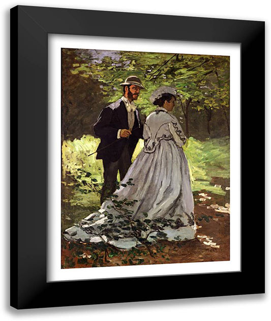 The Promenaders, or Bazille and Camille, 1865 22x28 Black Modern Wood Framed Art Print Poster by Monet, Claude