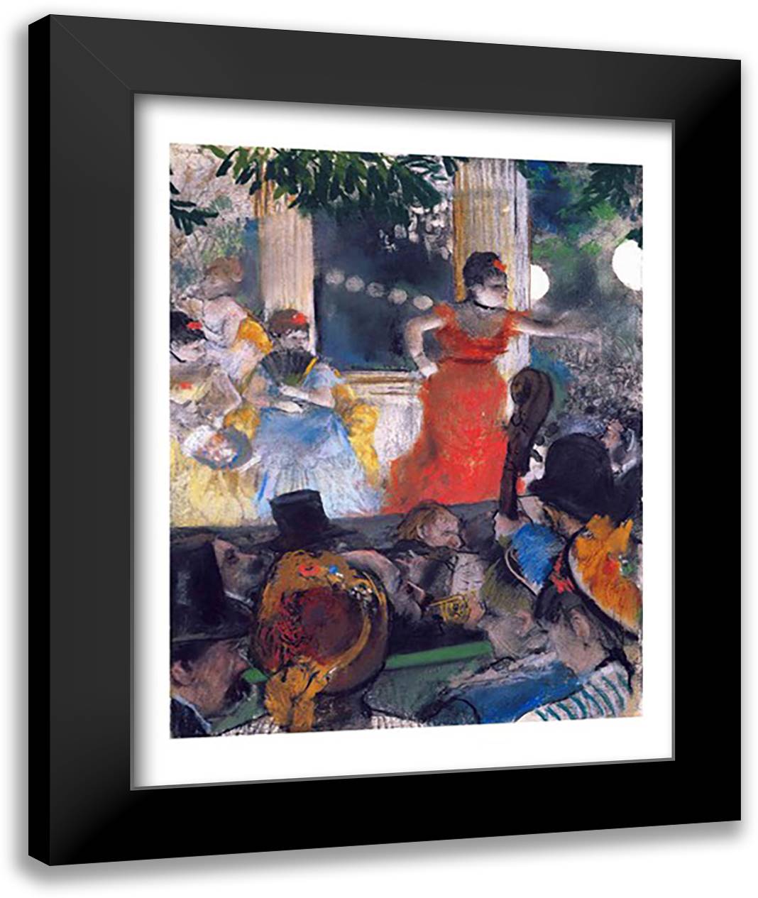 Cafe Concert at Les Ambassadeurs 22x28 Black Modern Wood Framed Art Print Poster by Degas, Edgar