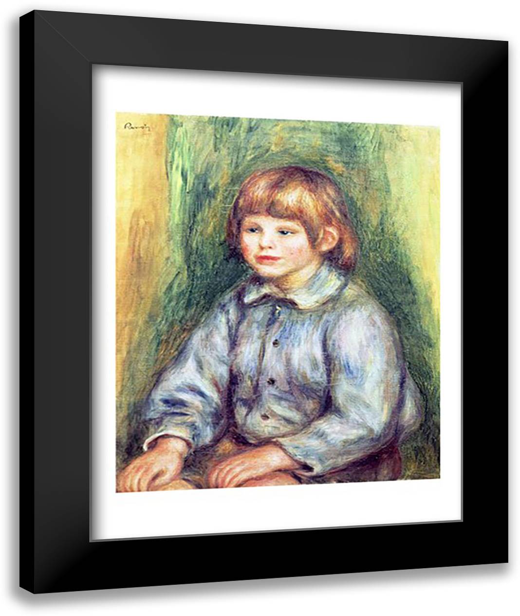 Seated Portrait of Claude Renoir 22x28 Black Modern Wood Framed Art Print Poster by Renoir, Pierre-Auguste