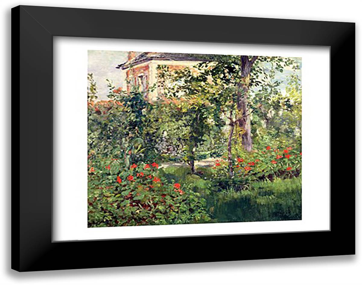 The Garden at Bellevue, 1880 28x22 Black Modern Wood Framed Art Print Poster by Manet, Edouard