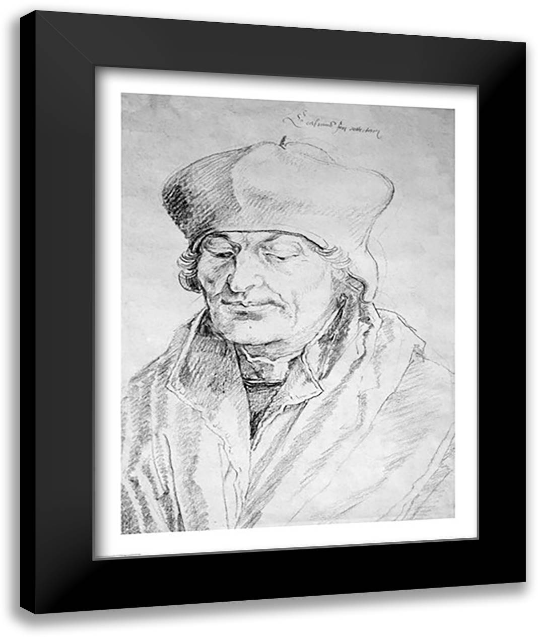 Portrait of Desiderius Erasmus 22x28 Black Modern Wood Framed Art Print Poster by Durer, Albrecht