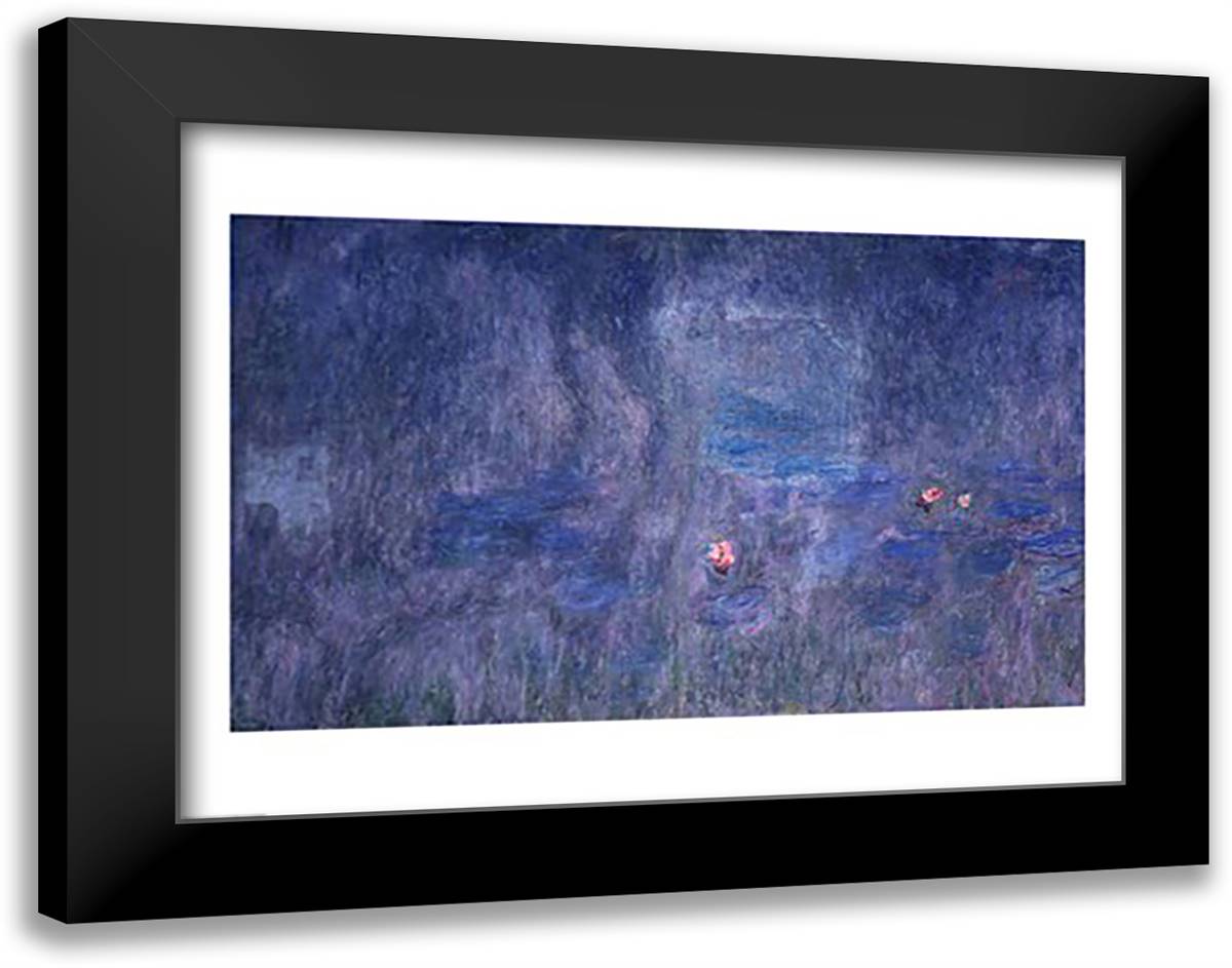 Waterlilies: Reflections of Trees, detail from the central section, 1915-26 28x22 Black Modern Wood Framed Art Print Poster by Monet, Claude
