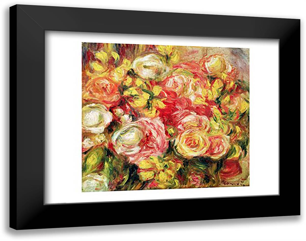 Roses, 1915 28x22 Black Modern Wood Framed Art Print Poster by Renoir, Pierre-Auguste