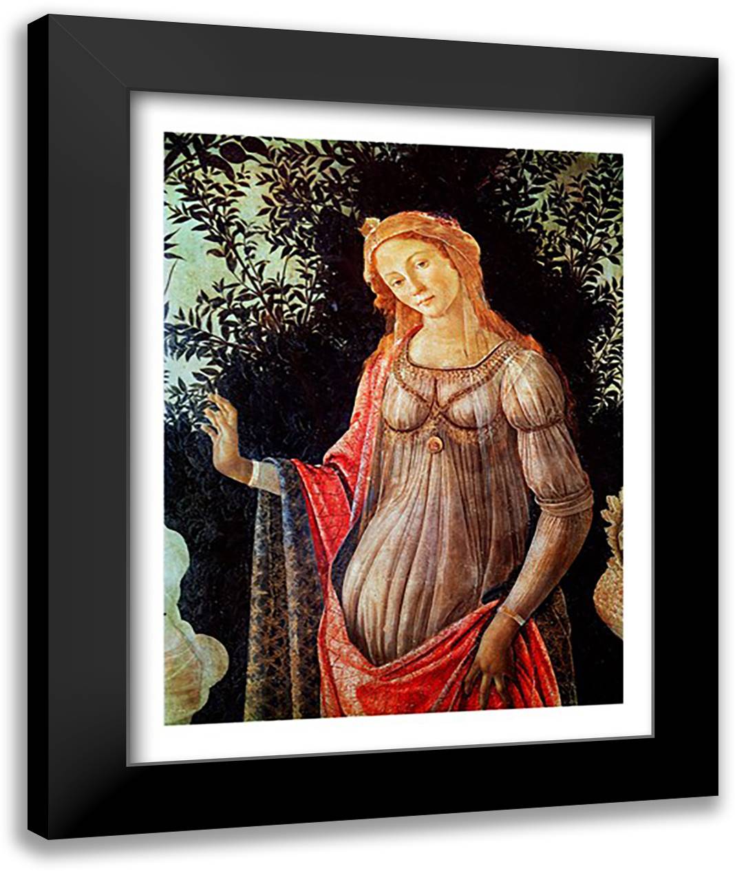 Primavera, detail of Venus, c.1478 22x28 Black Modern Wood Framed Art Print Poster by Botticelli, Sandro