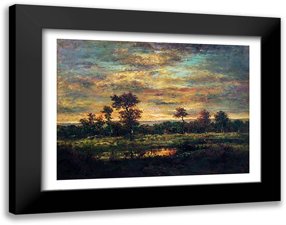 Pond at the Edge of a Wood 28x22 Black Modern Wood Framed Art Print Poster by Rousseau, Henri