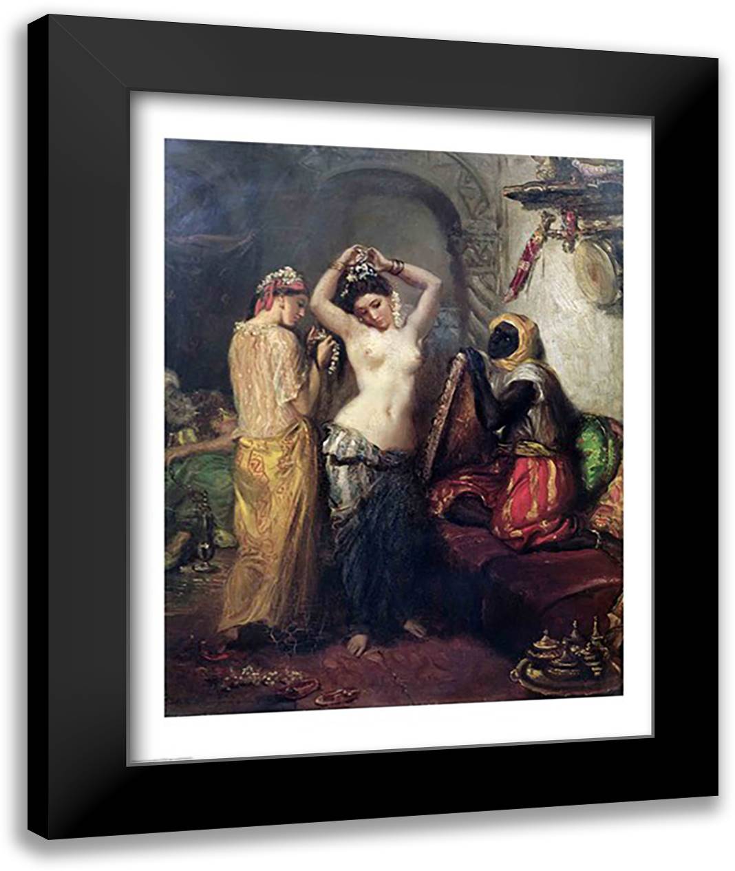 The Toilet in the Seraglio 22x28 Black Modern Wood Framed Art Print Poster by Chasseriau, Theodore