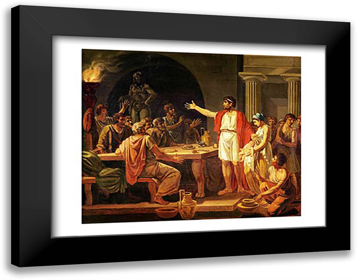 Study for Lycurgus Showing the Ancients of Sparta their King, 1791 28x22 Black Modern Wood Framed Art Print Poster by David, Jacques-Louis
