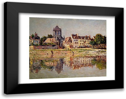 By the River at Vernon, 1883 28x22 Black Modern Wood Framed Art Print Poster by Monet, Claude