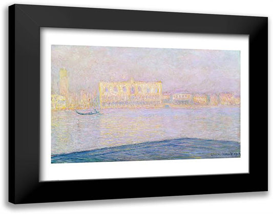 The Ducal Palace from San Giorgio, 1908 28x22 Black Modern Wood Framed Art Print Poster by Monet, Claude