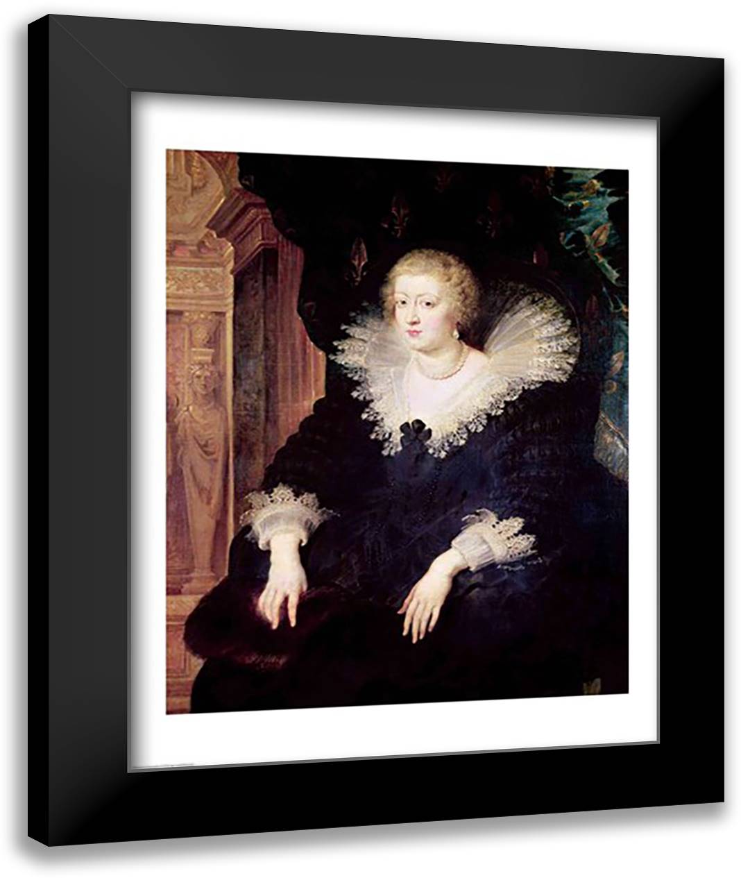 Portrait of Anne of Austria 22x28 Black Modern Wood Framed Art Print Poster by Rubens, Peter Paul