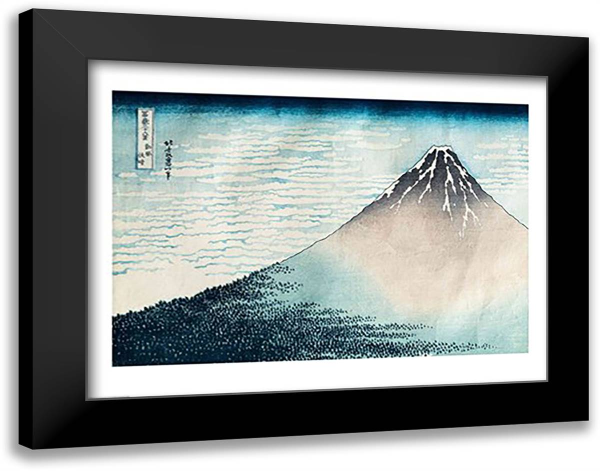 Fuji in Clear Weather 28x22 Black Modern Wood Framed Art Print Poster by Hokusai, Katsushika