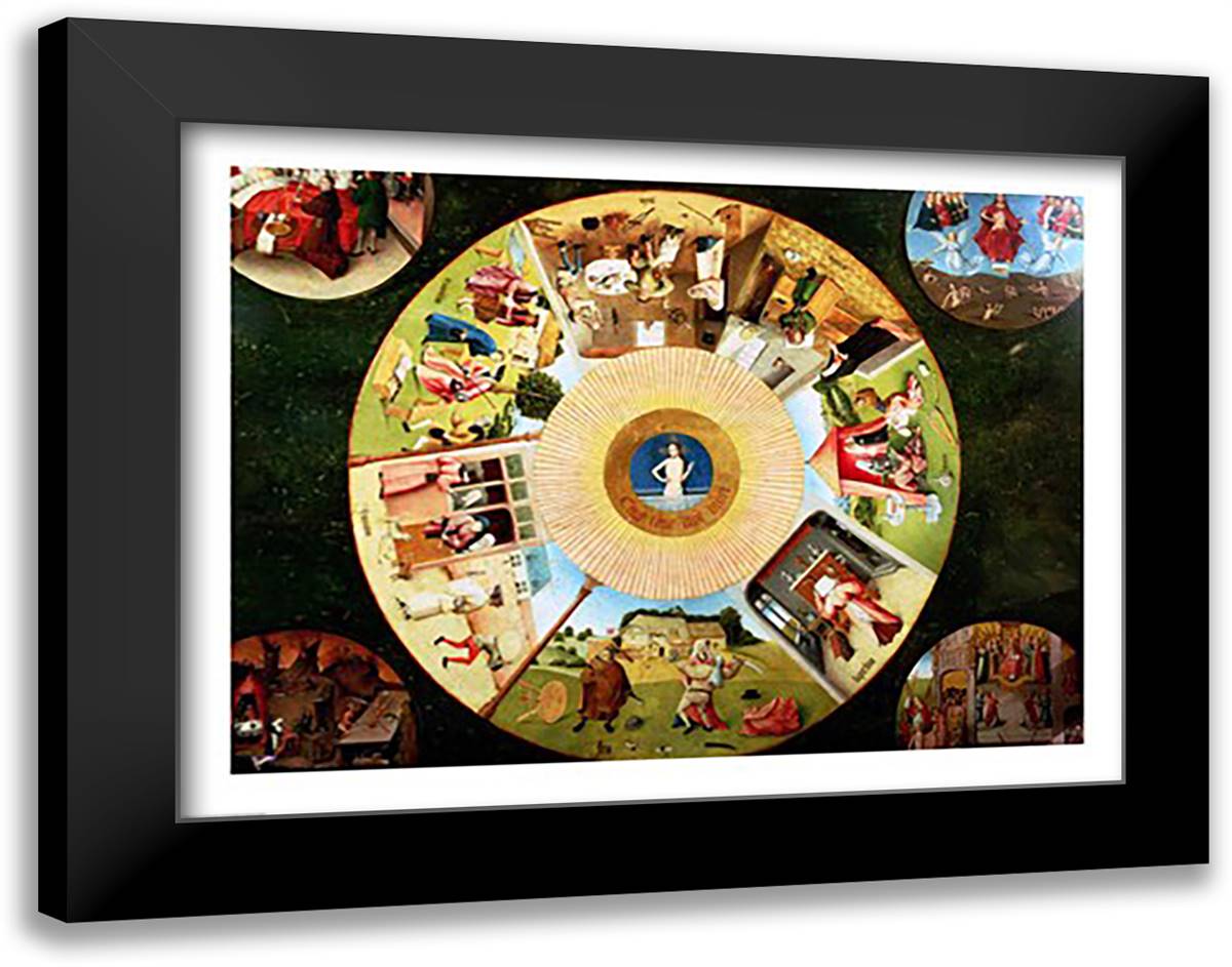 Tabletop of the Seven Deadly Sins and the Four Last Things 28x22 Black Modern Wood Framed Art Print Poster by Bosch, Hieronymus