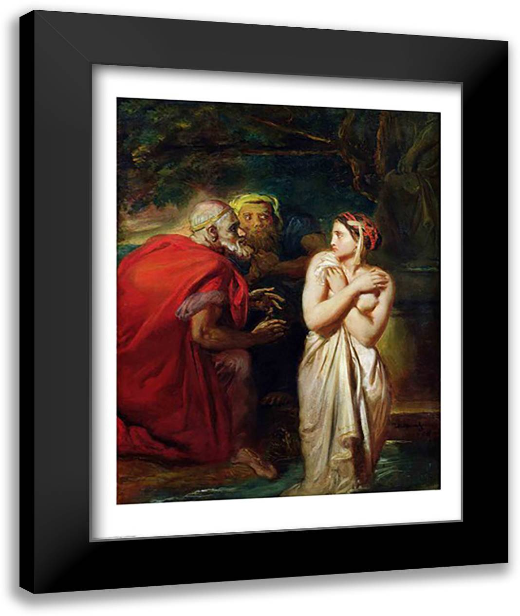 Susanna and the Elders, 1856 22x28 Black Modern Wood Framed Art Print Poster by Chasseriau, Theodore