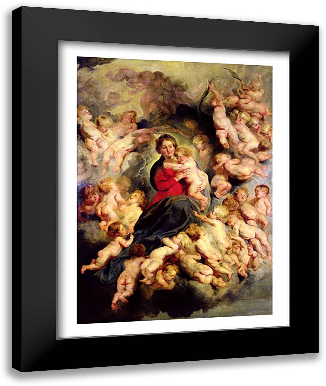 The Virgin and Child surrounded by the Holy Innocents 22x28 Black Modern Wood Framed Art Print Poster by Rubens, Peter Paul