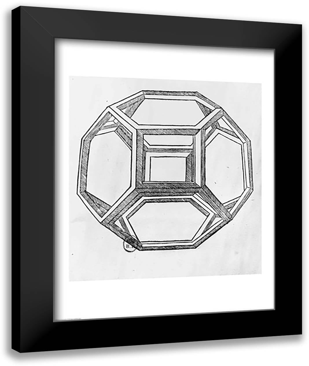 Polyhedron 22x28 Black Modern Wood Framed Art Print Poster by da Vinci, Leonardo