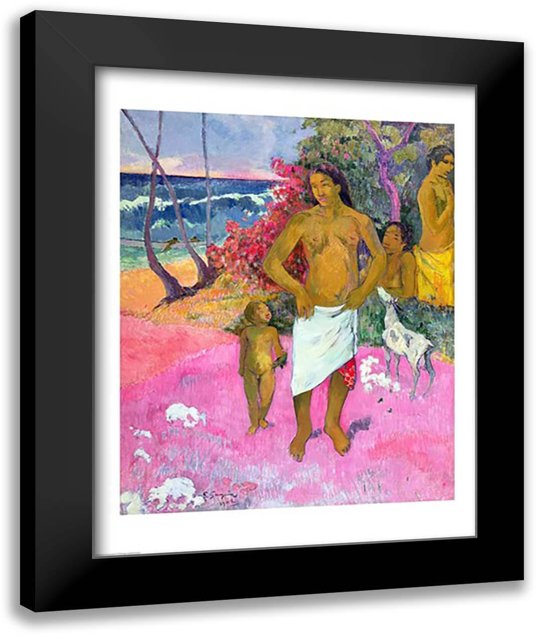 A Walk by the Sea, 1902 22x28 Black Modern Wood Framed Art Print Poster by Gauguin, Paul