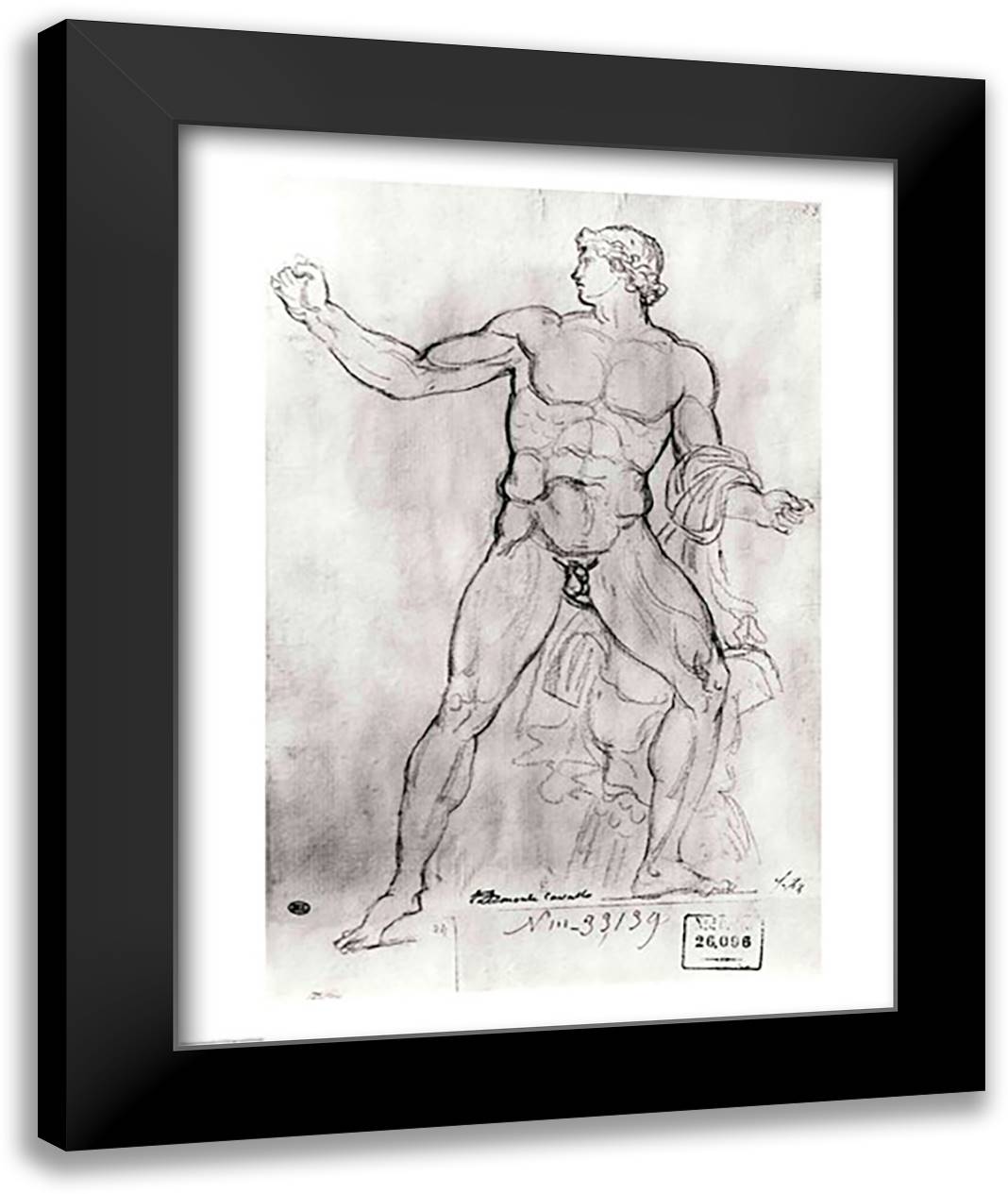 Colossus of Monte Cavallo 22x28 Black Modern Wood Framed Art Print Poster by David, Jacques-Louis