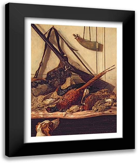 Hunting Trophies, 1862 22x28 Black Modern Wood Framed Art Print Poster by Monet, Claude