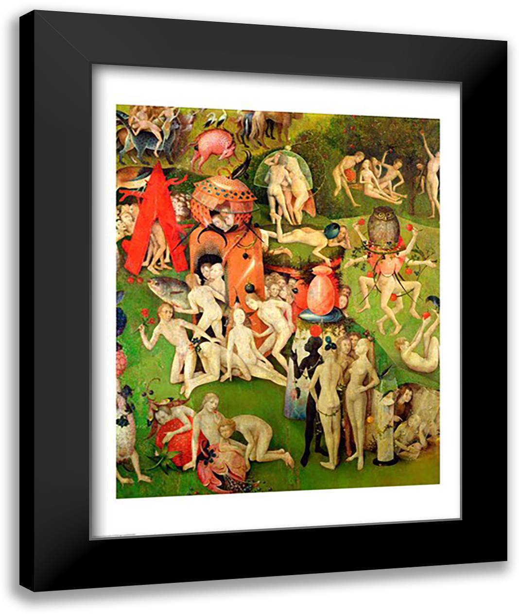 The Garden of Earthly Delights: Allegory of Luxury, central panel of triptych, c.1500 22x28 Black Modern Wood Framed Art Print Poster by Bosch, Hieronymus