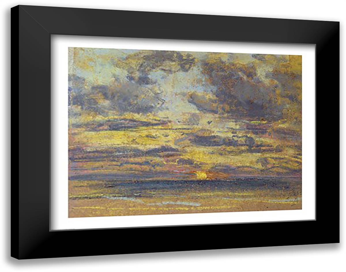 Study of the Sky with Setting Sun, c.1862-70 28x22 Black Modern Wood Framed Art Print Poster by Boudin, Eugene Louis