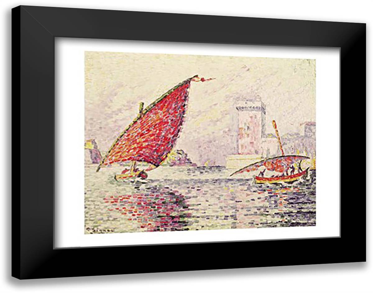 Fort Saint-Jean, Marseilles, 1907 28x22 Black Modern Wood Framed Art Print Poster by Signac, Paul