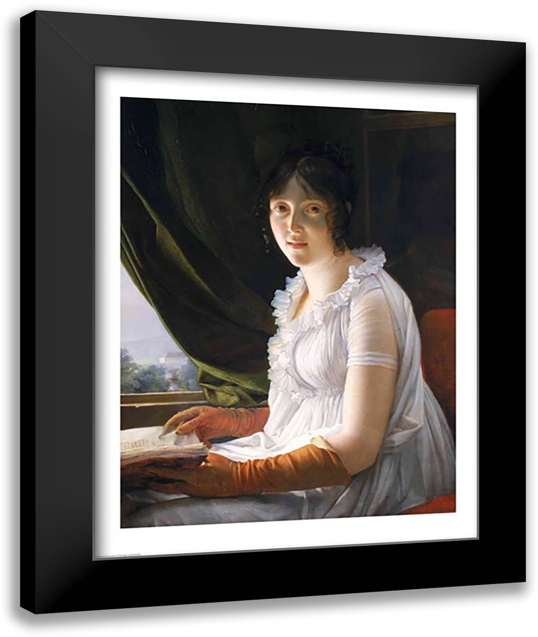Seated Portrait of Marie-Philippe-Claude Walbonne 22x28 Black Modern Wood Framed Art Print Poster by Gerard, Francois