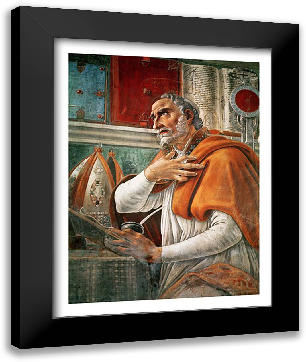 St. Augustine in his Cell, c.1480 22x28 Black Modern Wood Framed Art Print Poster by Botticelli, Sandro