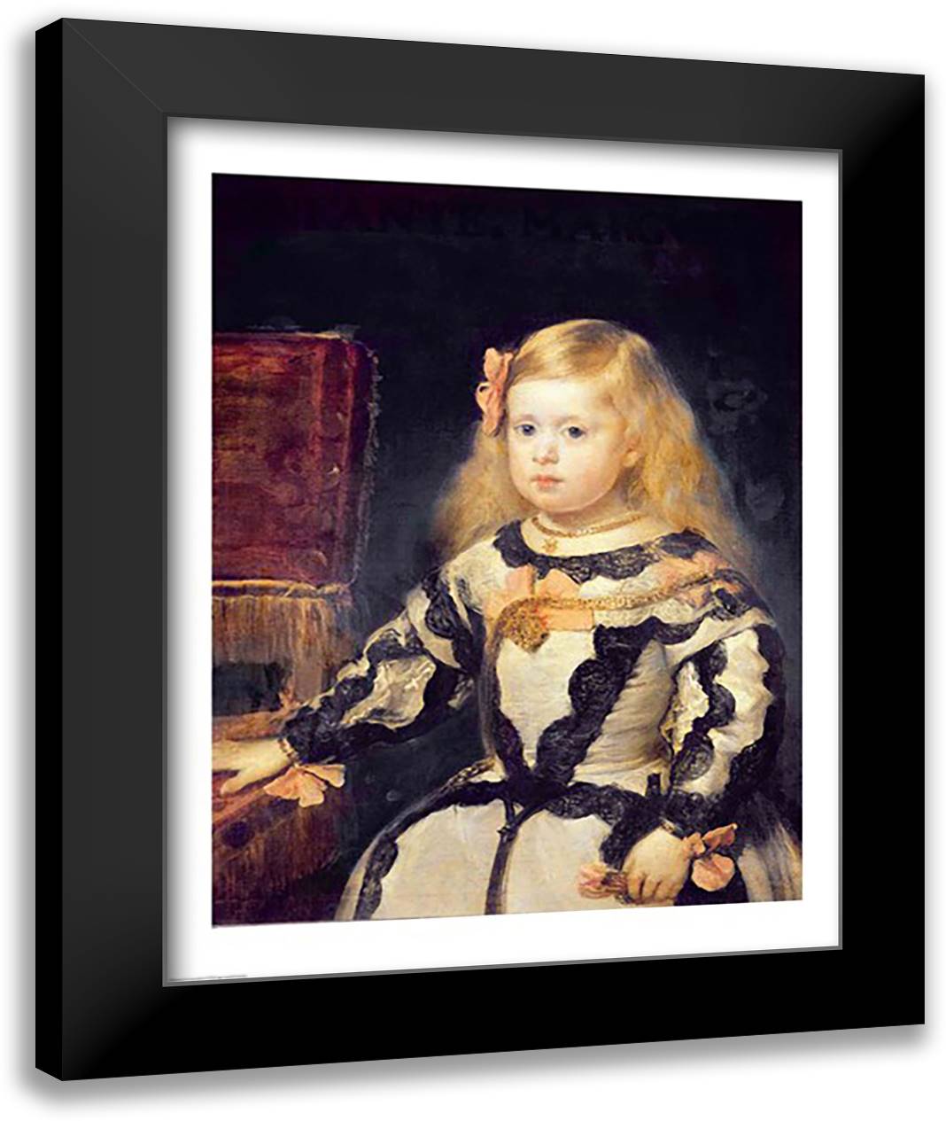 Portrait of the Infanta Maria Marguerita 22x28 Black Modern Wood Framed Art Print Poster by Velazquez, Diego