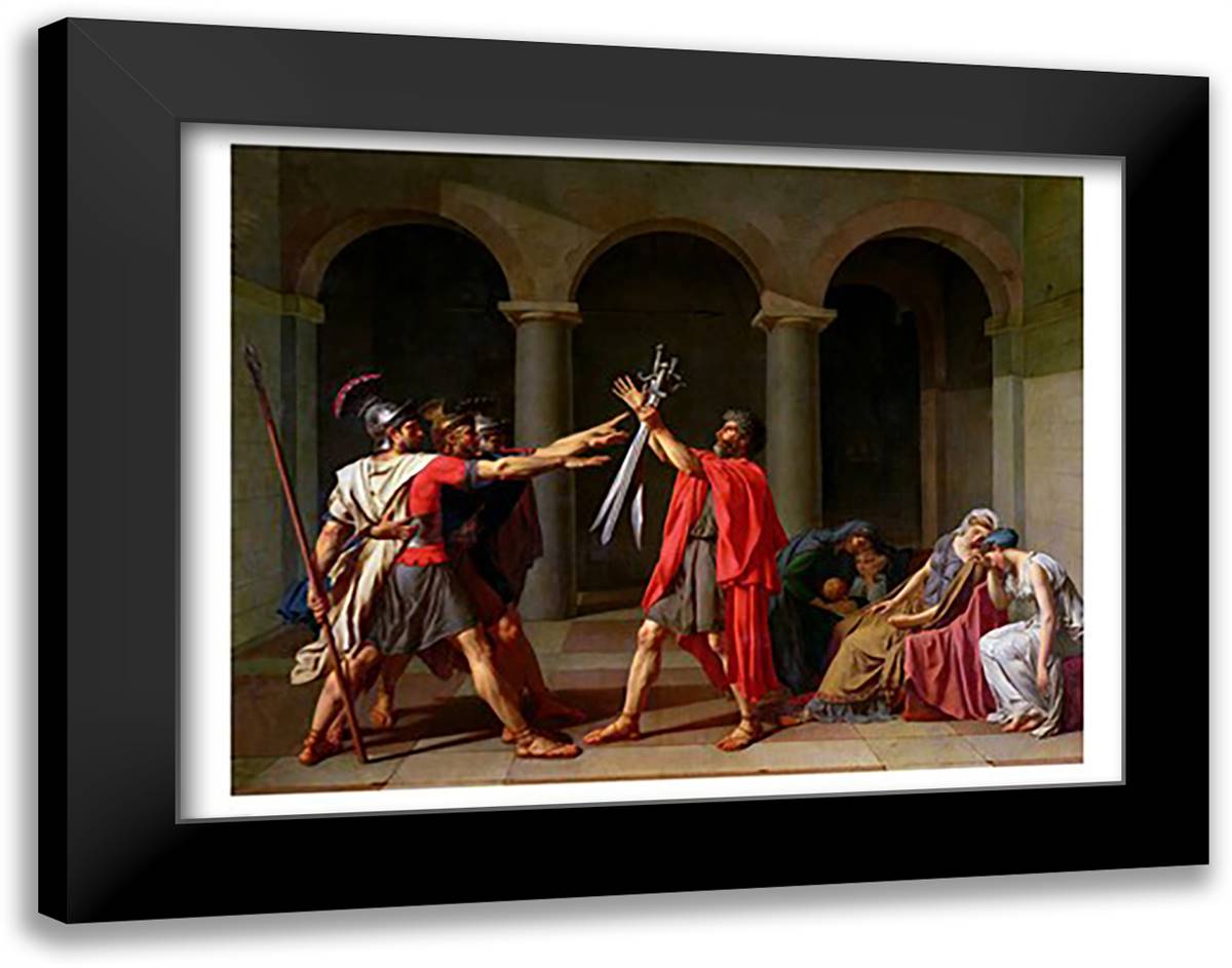 The Oath of Horatii 28x22 Black Modern Wood Framed Art Print Poster by David, Jacques-Louis