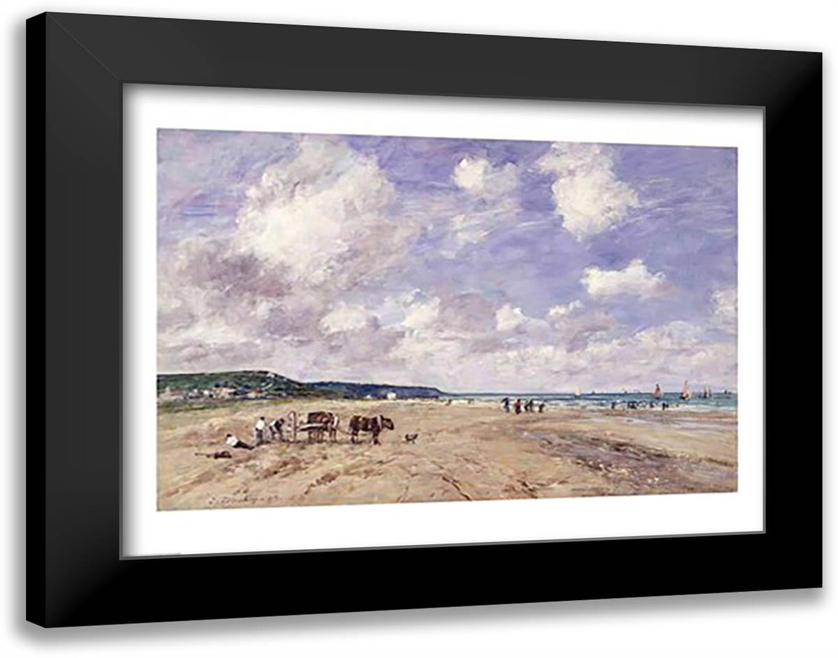 The Beach at Tourgeville, 1893 28x22 Black Modern Wood Framed Art Print Poster by Boudin, Eugene Louis