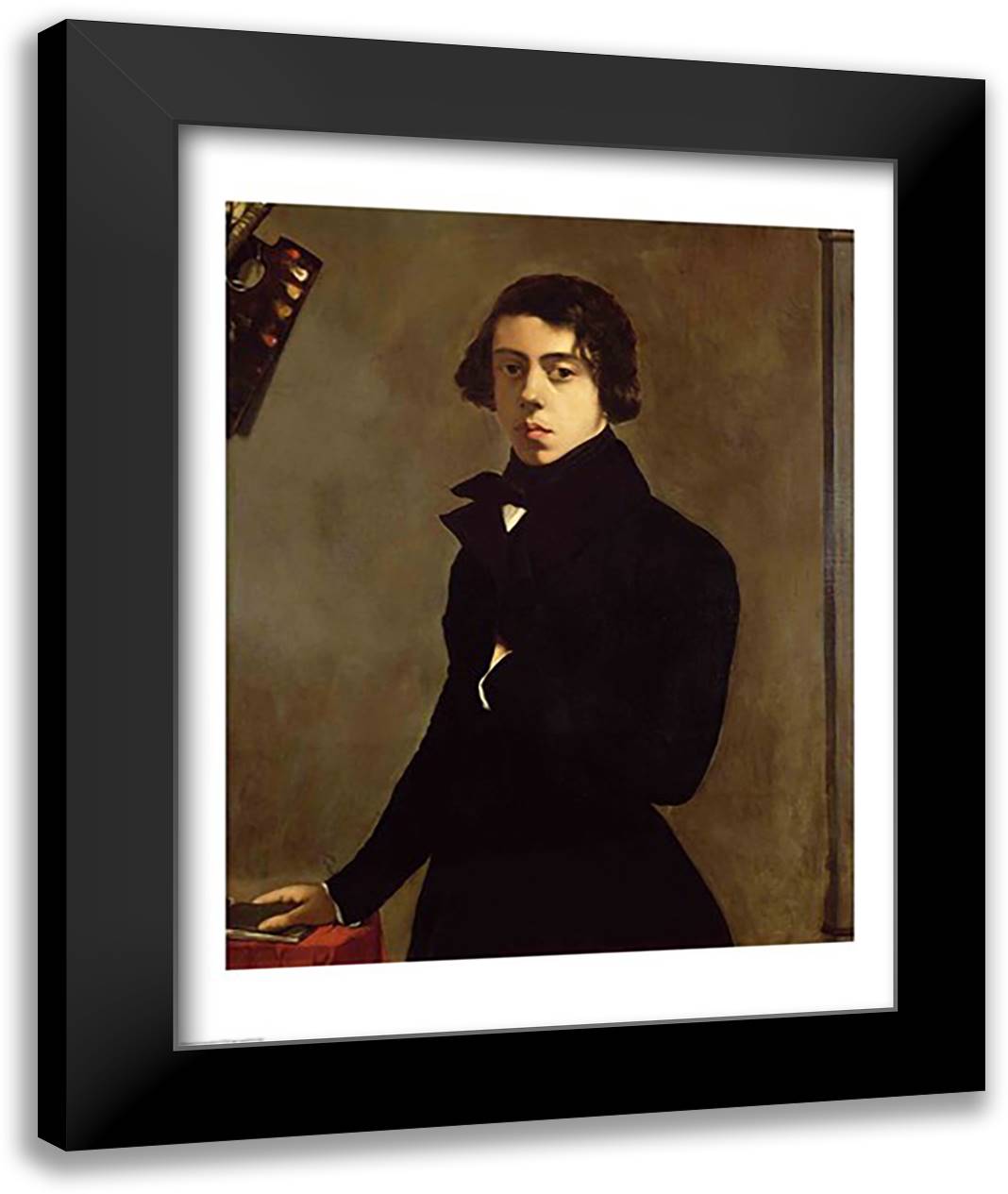 Self Portrait, 1835 22x28 Black Modern Wood Framed Art Print Poster by Chasseriau, Theodore