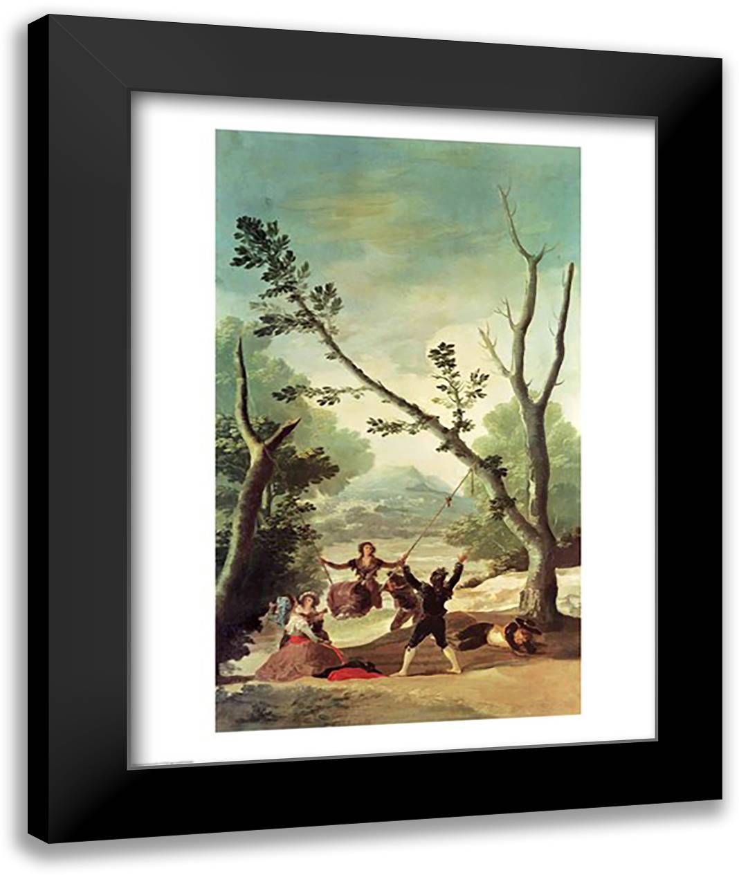 The Swing, 1787 22x28 Black Modern Wood Framed Art Print Poster by Goya, Francisco De