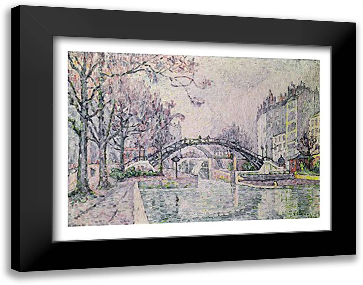 The Canal Saint-Martin, 1933 28x22 Black Modern Wood Framed Art Print Poster by Signac, Paul