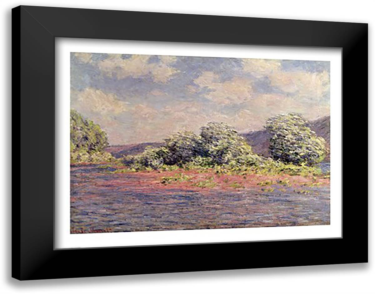 The Seine at Port-Villez, c.1890 28x22 Black Modern Wood Framed Art Print Poster by Monet, Claude