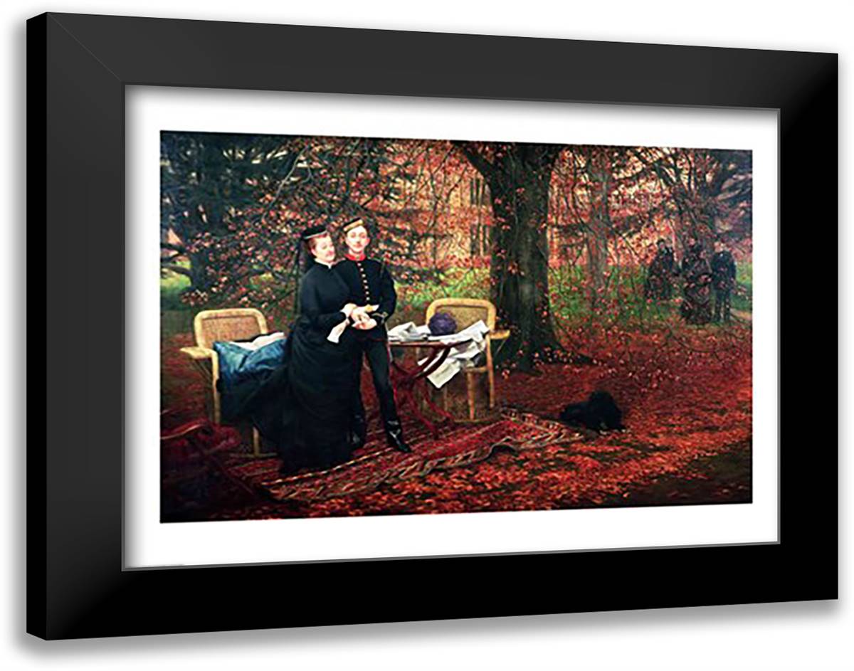 Empress Eugenie and Eugene-Louis Napoleon Bonaparte 28x22 Black Modern Wood Framed Art Print Poster by Tissot, James