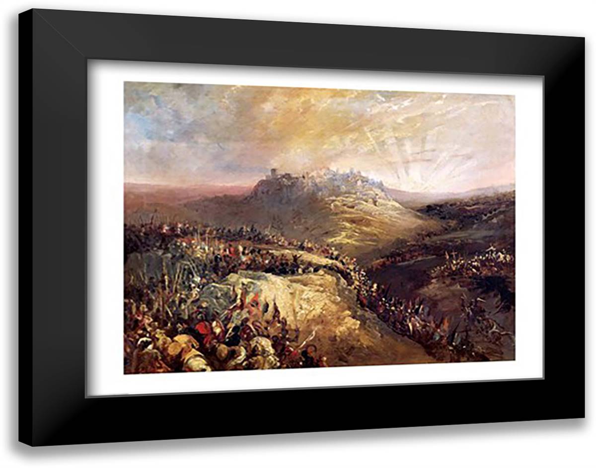 The Crusaders Before Jerusalem 28x22 Black Modern Wood Framed Art Print Poster by Velazquez, Diego
