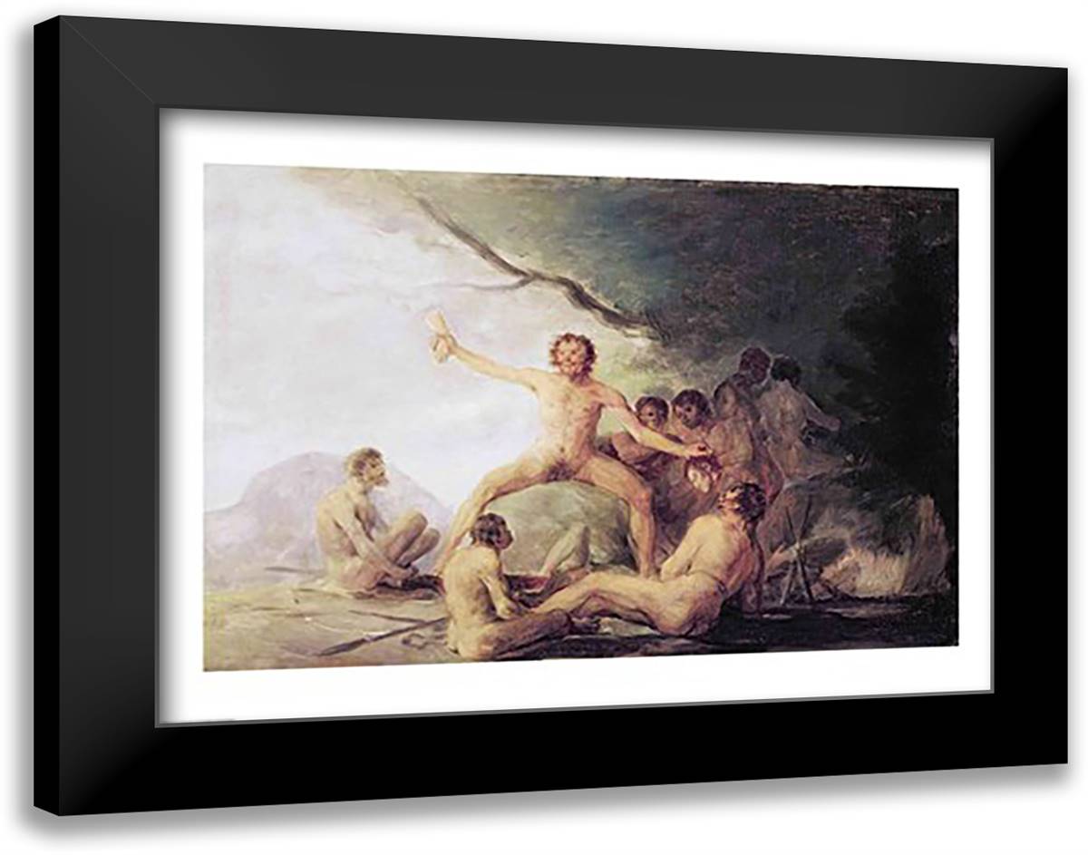 Cannibals Savouring Human Remains 28x22 Black Modern Wood Framed Art Print Poster by Goya, Francisco De