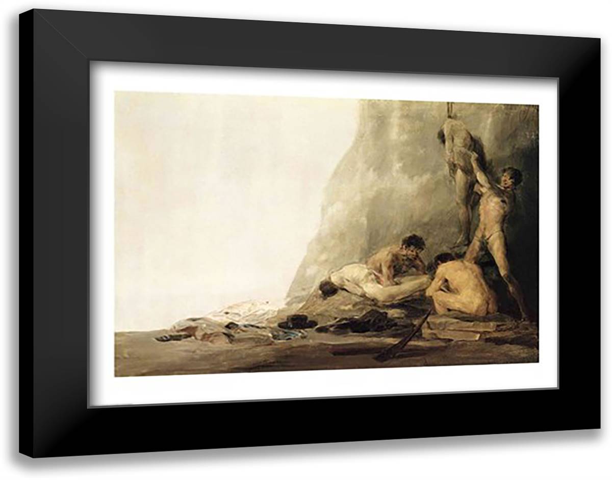 Cannibals Preparing their Victims 28x22 Black Modern Wood Framed Art Print Poster by Goya, Francisco De