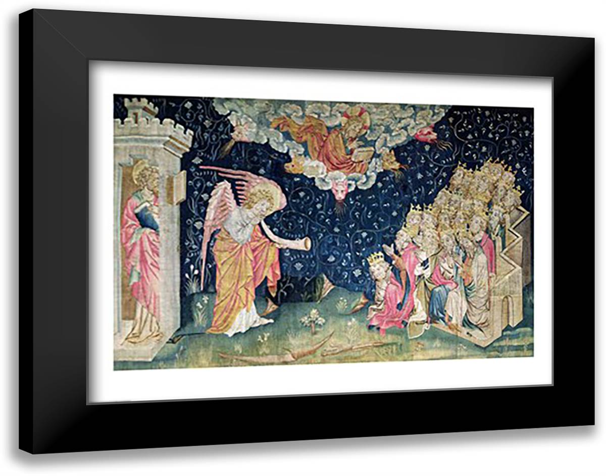 The Sounding of the Seventh Trumpet and the Chant of the Twenty-Four Elders 28x22 Black Modern Wood Framed Art Print Poster by Bataille, Nicolas