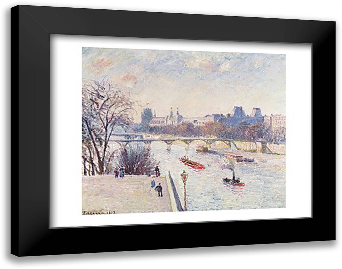 The Louvre, 1902 28x22 Black Modern Wood Framed Art Print Poster by Pissarro, Camille