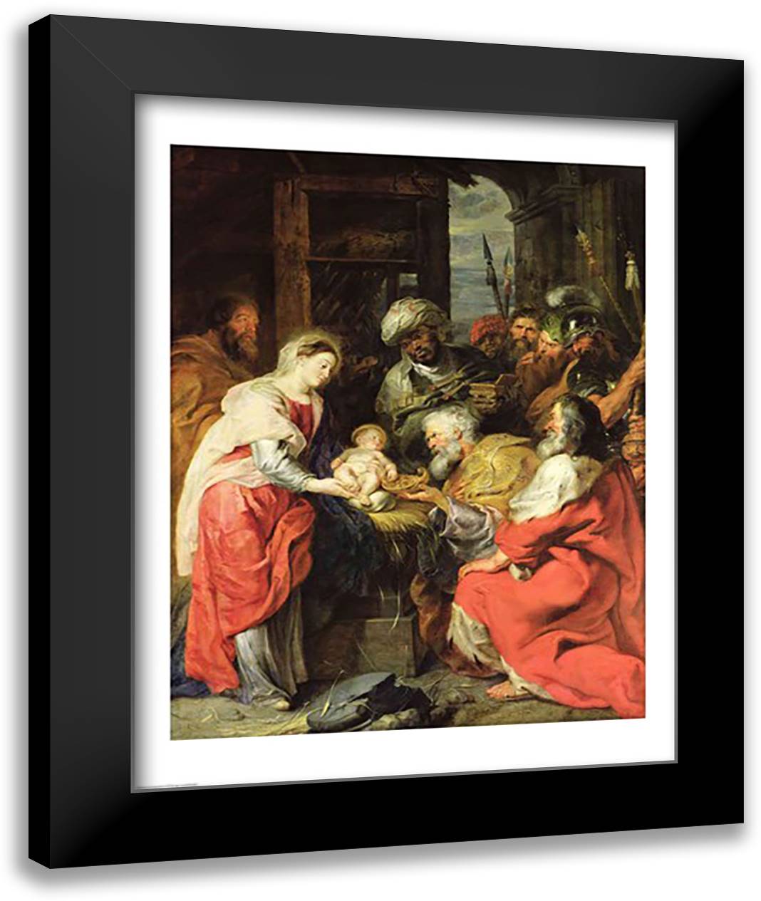 Adoration of the Magi 22x28 Black Modern Wood Framed Art Print Poster by Rubens, Peter Paul