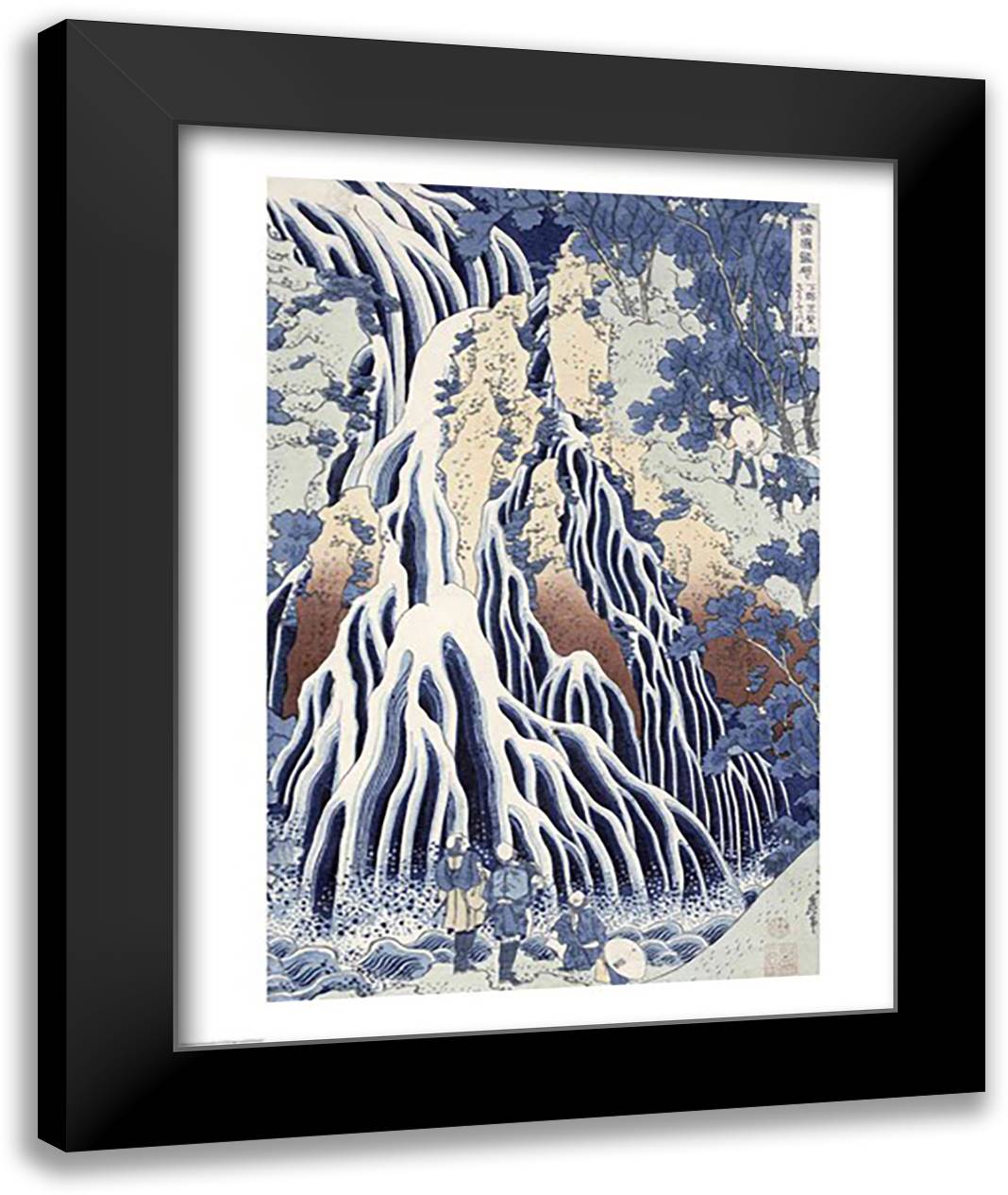 Kirifuri Fall on Kurokami Mount 22x28 Black Modern Wood Framed Art Print Poster by Hokusai, Katsushika