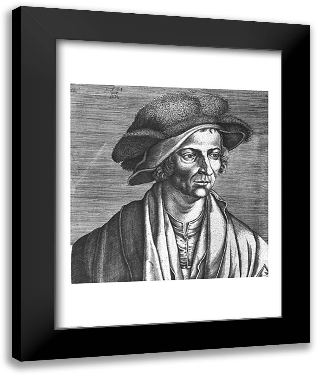 Portrait of Joachim Patinir, 1521 22x28 Black Modern Wood Framed Art Print Poster by Durer, Albrecht