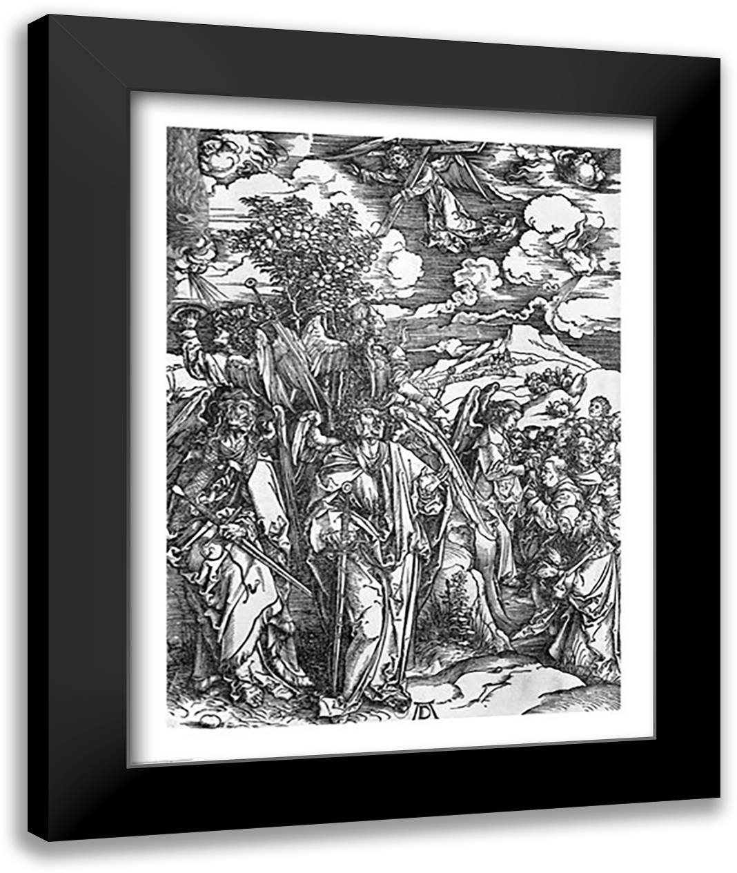 Scene from the Apocalypse, The Four Angels holding the winds 22x28 Black Modern Wood Framed Art Print Poster by Durer, Albrecht