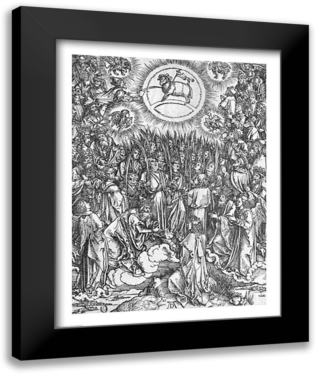 Scene from the Apocalypse, Adoration of the Lamb 22x28 Black Modern Wood Framed Art Print Poster by Durer, Albrecht